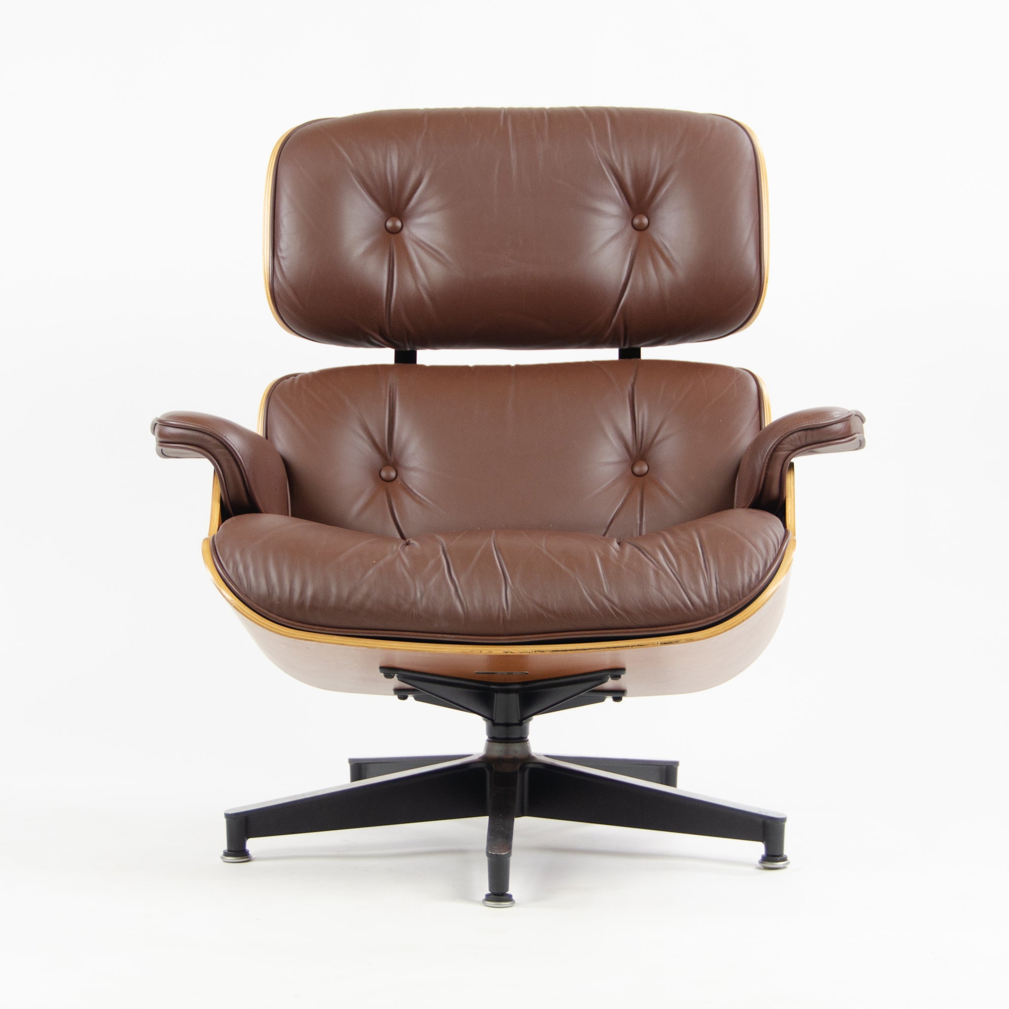 SOLD 2008 Herman Miller Eames Lounge Chair & Ottoman Cherry 670 671 Brown Leather