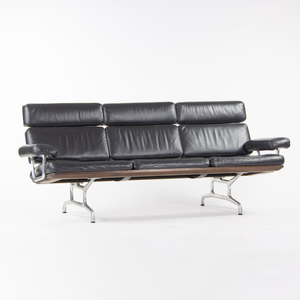 SOLD 2000's Eames for Herman Miller Three Seater Sofa Black Walnut and Black Leather
