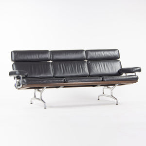 SOLD 2000's Eames for Herman Miller Three Seater Sofa Black Walnut and Black Leather