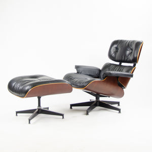 SOLD 2001 Herman Miller Eames Lounge Chair & Ottoman Cherry 670 671 Black Leather