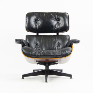 SOLD 2001 Herman Miller Eames Lounge Chair & Ottoman Cherry 670 671 Black Leather