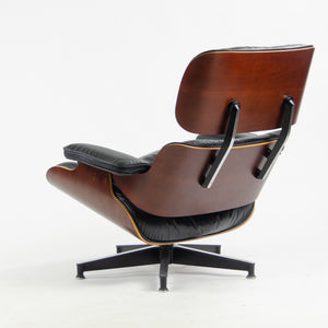 SOLD 2001 Herman Miller Eames Lounge Chair & Ottoman Cherry 670 671 Black Leather