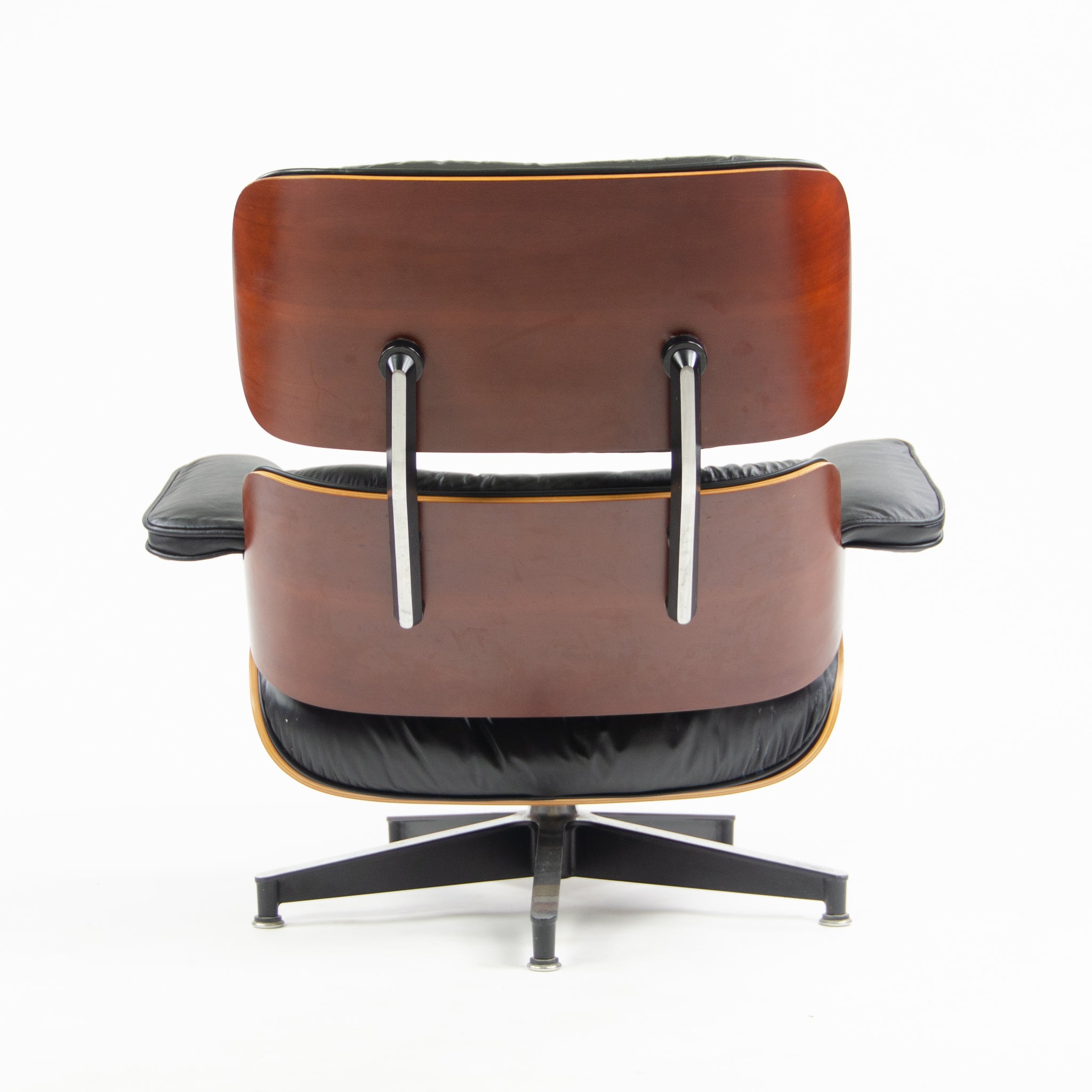 SOLD 2001 Herman Miller Eames Lounge Chair & Ottoman Cherry 670 671 Black Leather