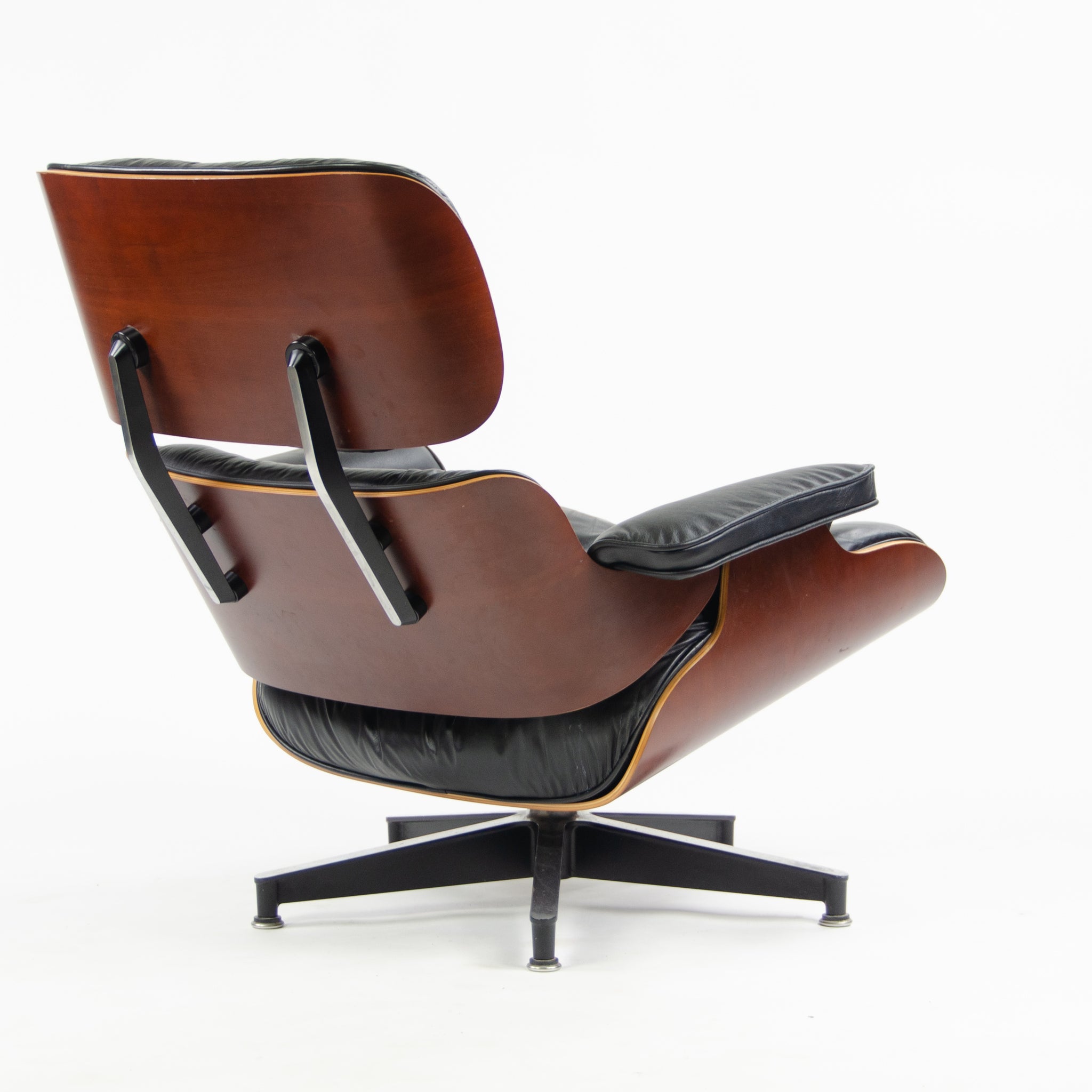 SOLD 2001 Herman Miller Eames Lounge Chair & Ottoman Cherry 670 671 Black Leather