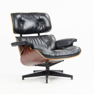 SOLD 2001 Herman Miller Eames Lounge Chair & Ottoman Cherry 670 671 Black Leather