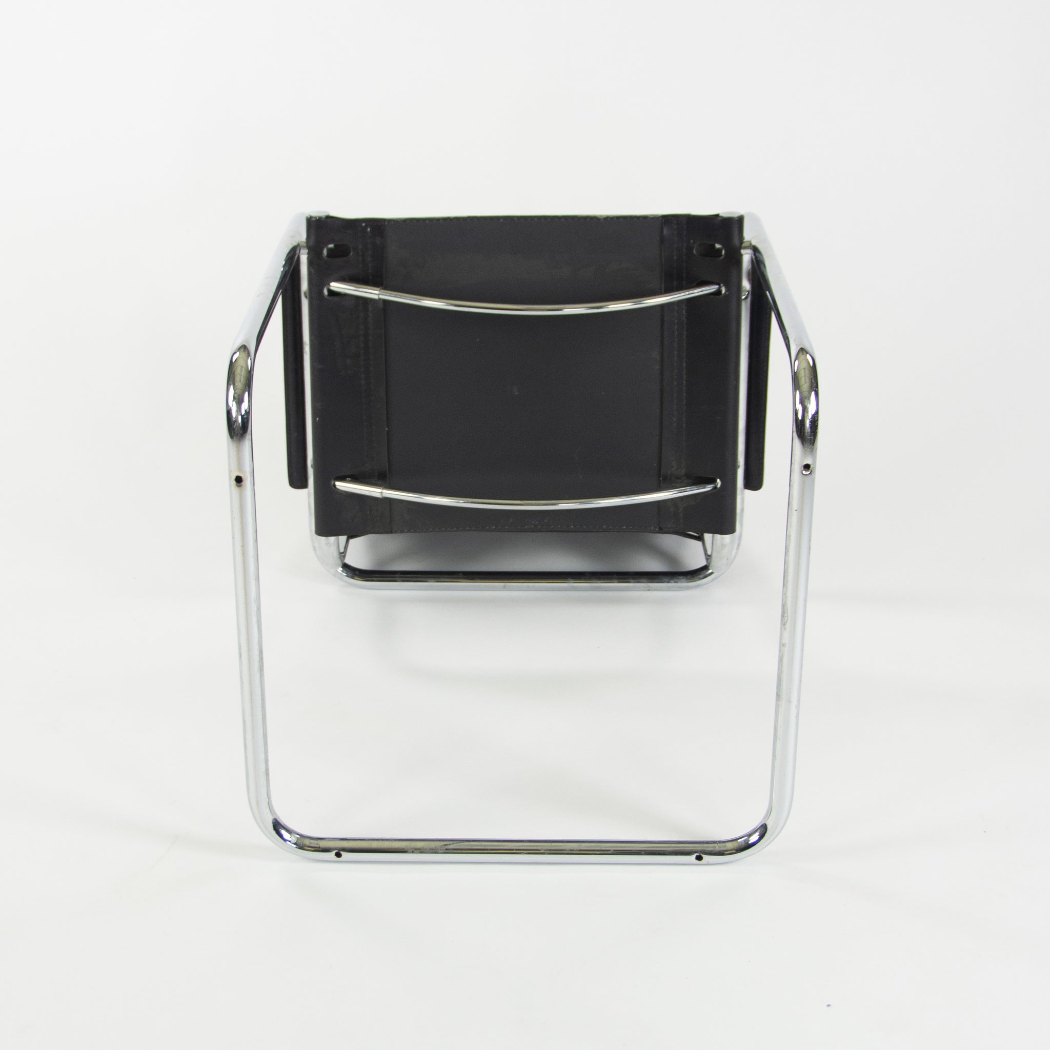 SOLD 1970s Mart Stam S34 for Fasem Set of Six Black Leather Chrome Dining Chairs Knoll