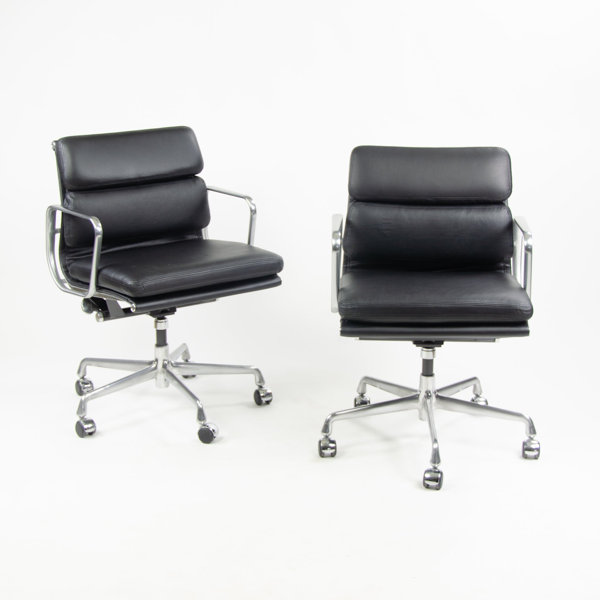 SOLD NEW Old Stock Eames Herman Miller Low Soft Pad Aluminum Desk Chair Black Leather