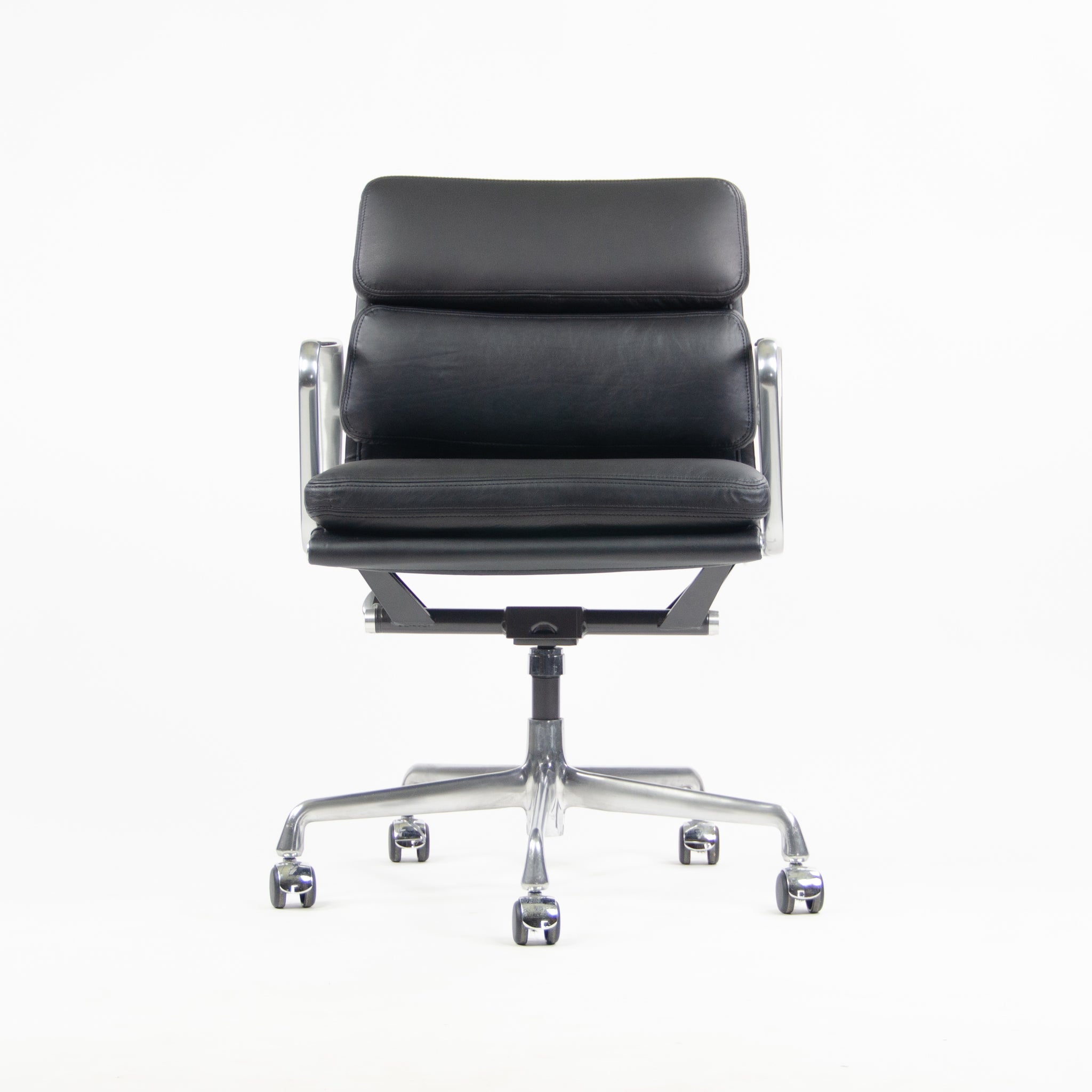 SOLD NEW Old Stock Eames Herman Miller Low Soft Pad Aluminum Desk Chair Black Leather