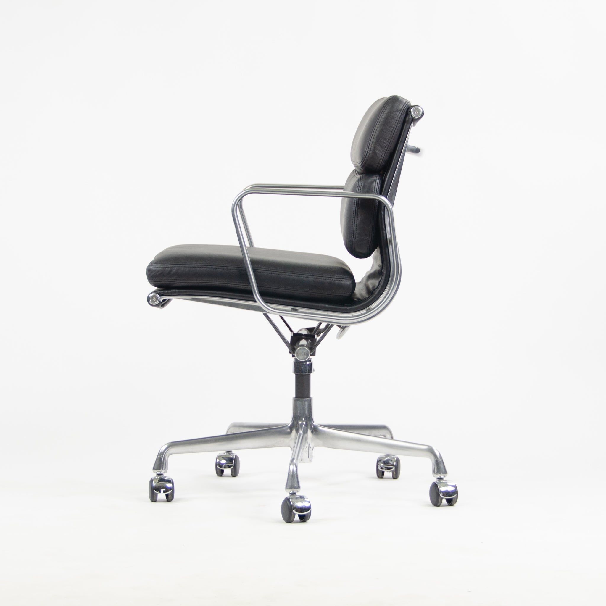 SOLD NEW Old Stock Eames Herman Miller Low Soft Pad Aluminum Desk Chair Black Leather