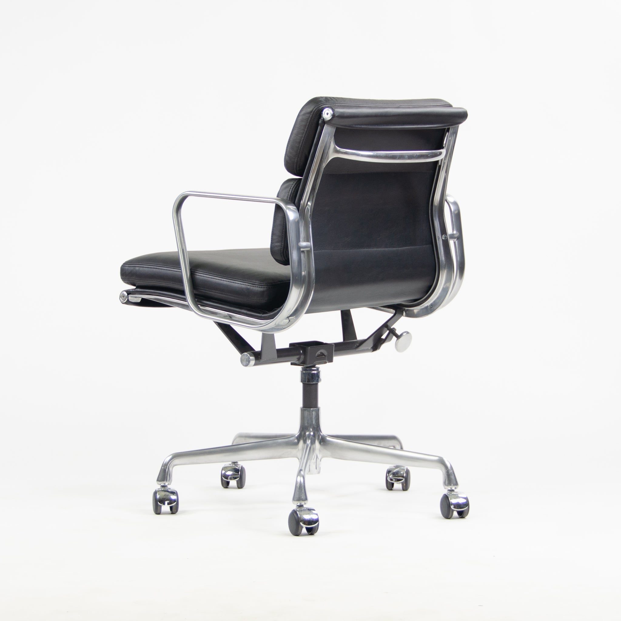 SOLD NEW Old Stock Eames Herman Miller Low Soft Pad Aluminum Desk Chair Black Leather