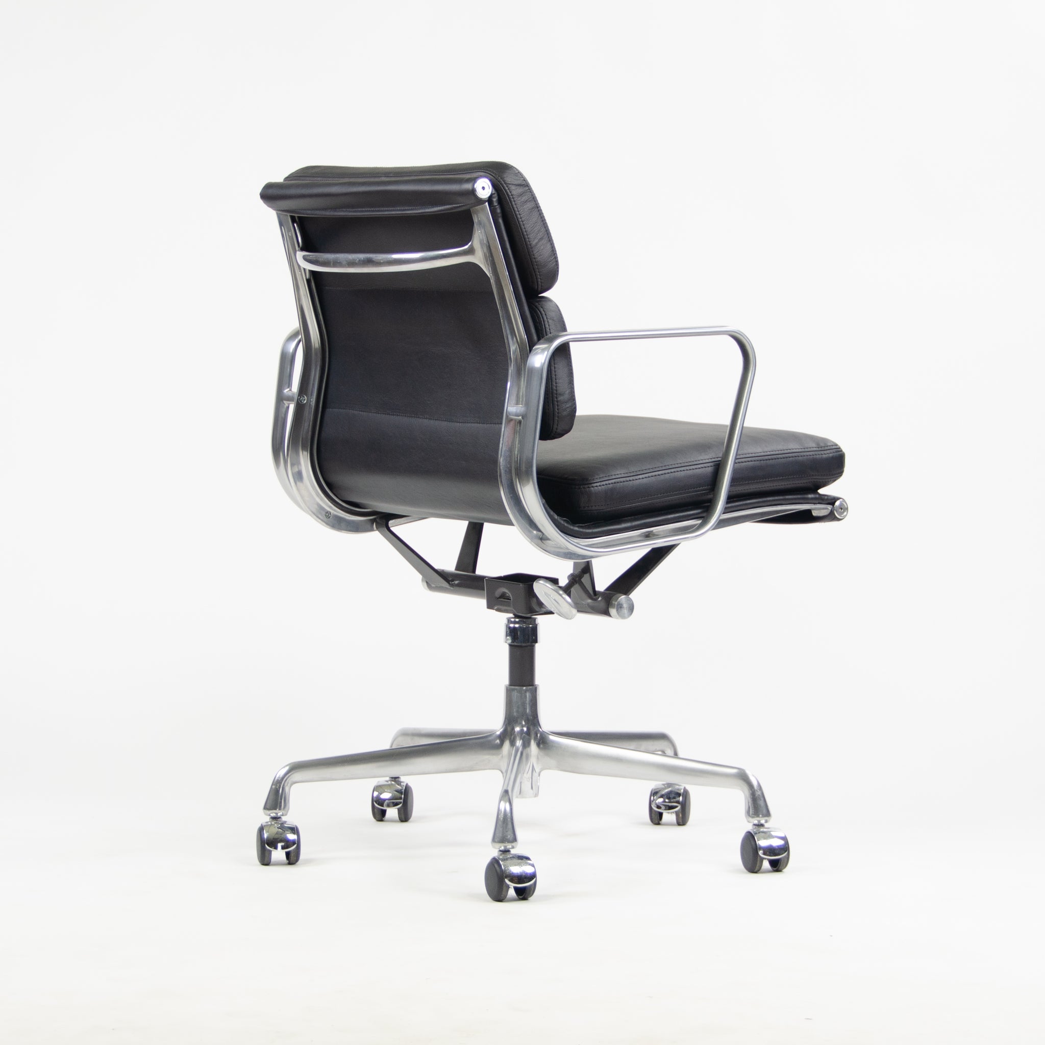 SOLD NEW Old Stock Eames Herman Miller Low Soft Pad Aluminum Desk Chair Black Leather