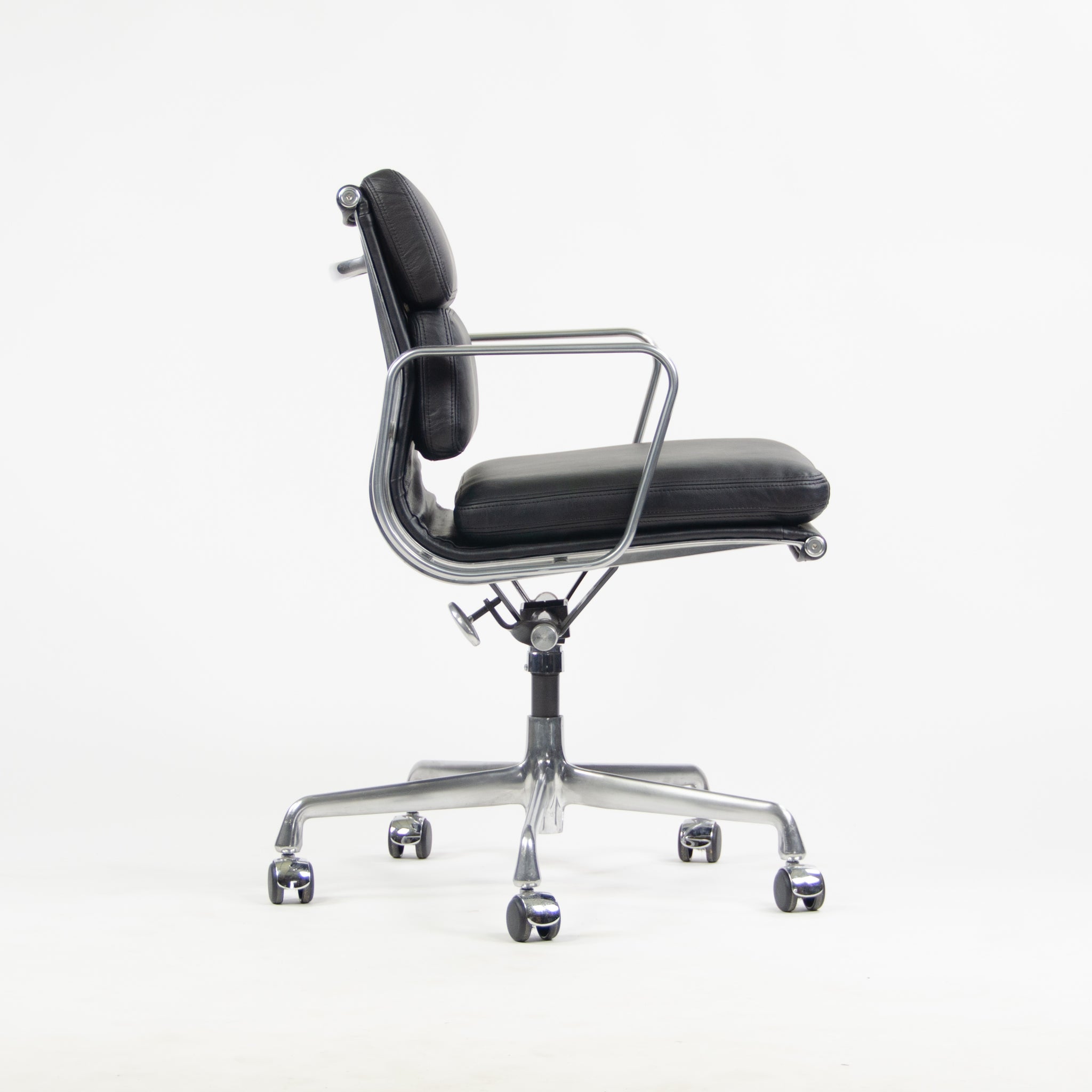 SOLD NEW Old Stock Eames Herman Miller Low Soft Pad Aluminum Desk Chair Black Leather
