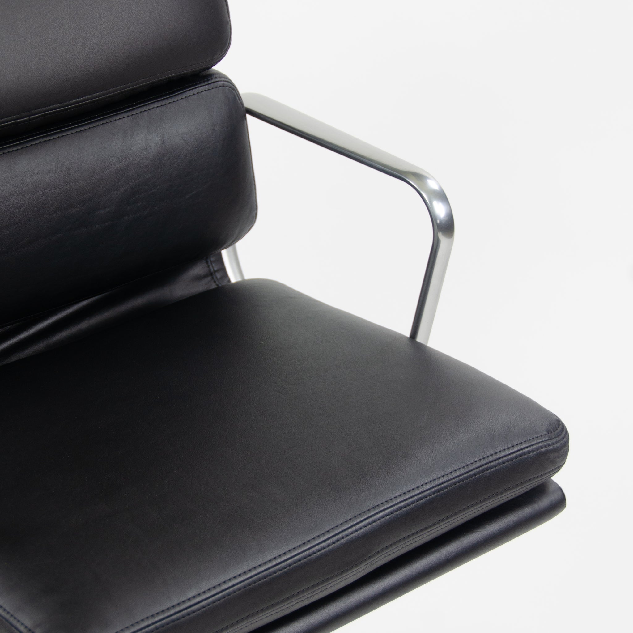 SOLD NEW Old Stock Eames Herman Miller Low Soft Pad Aluminum Desk Chair Black Leather