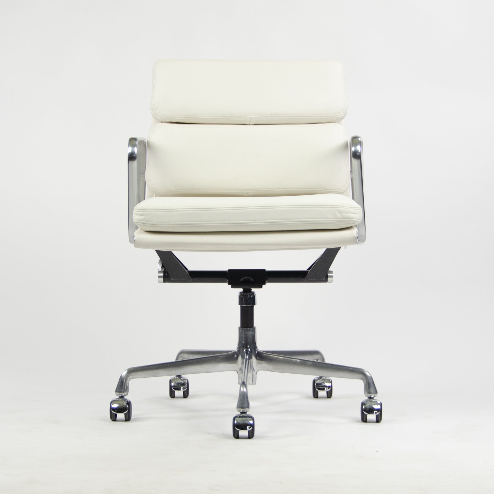 SOLD Eames Herman Miller Low Soft Pad Aluminum Desk Chair White Leather