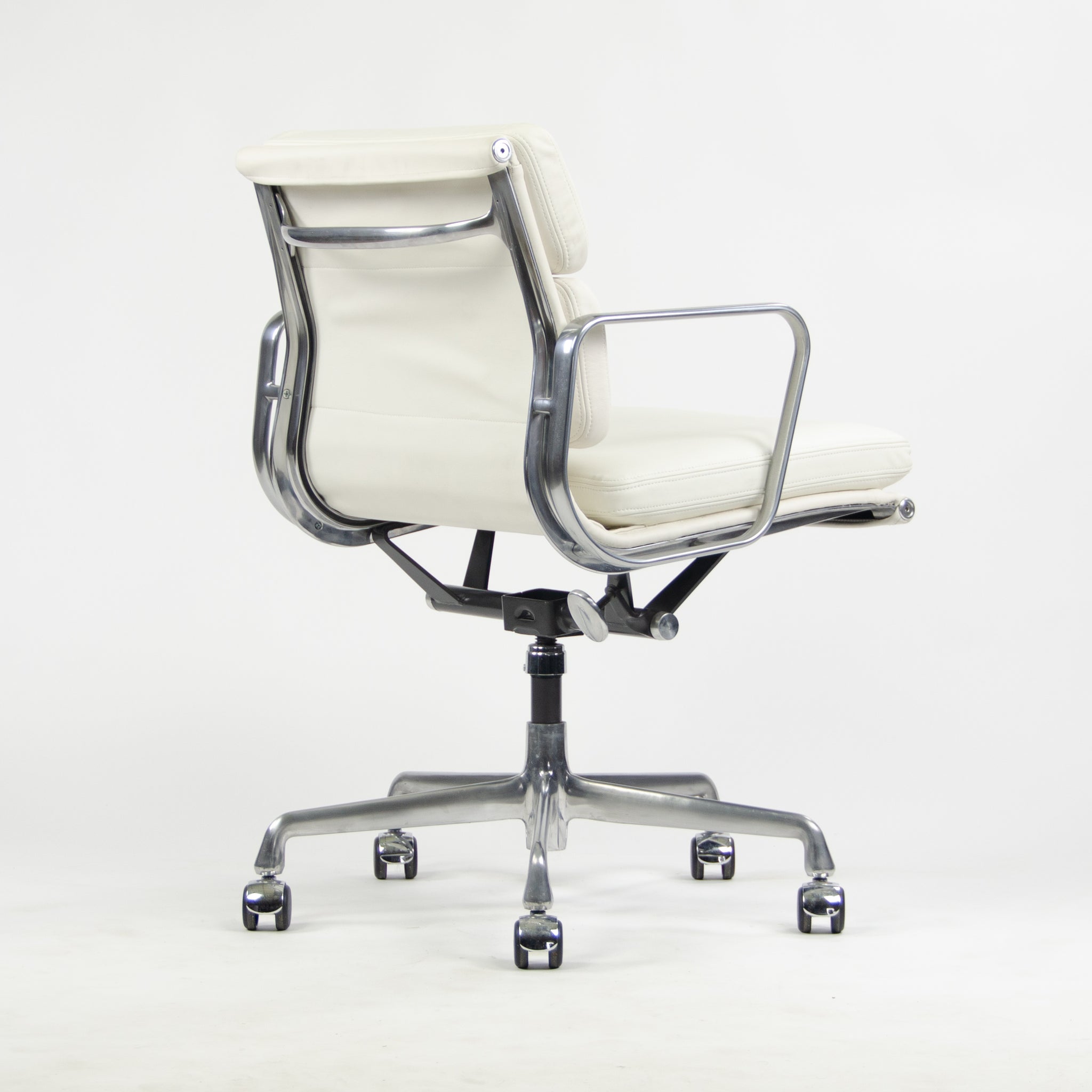 SOLD Eames Herman Miller Low Soft Pad Aluminum Desk Chair White Leather