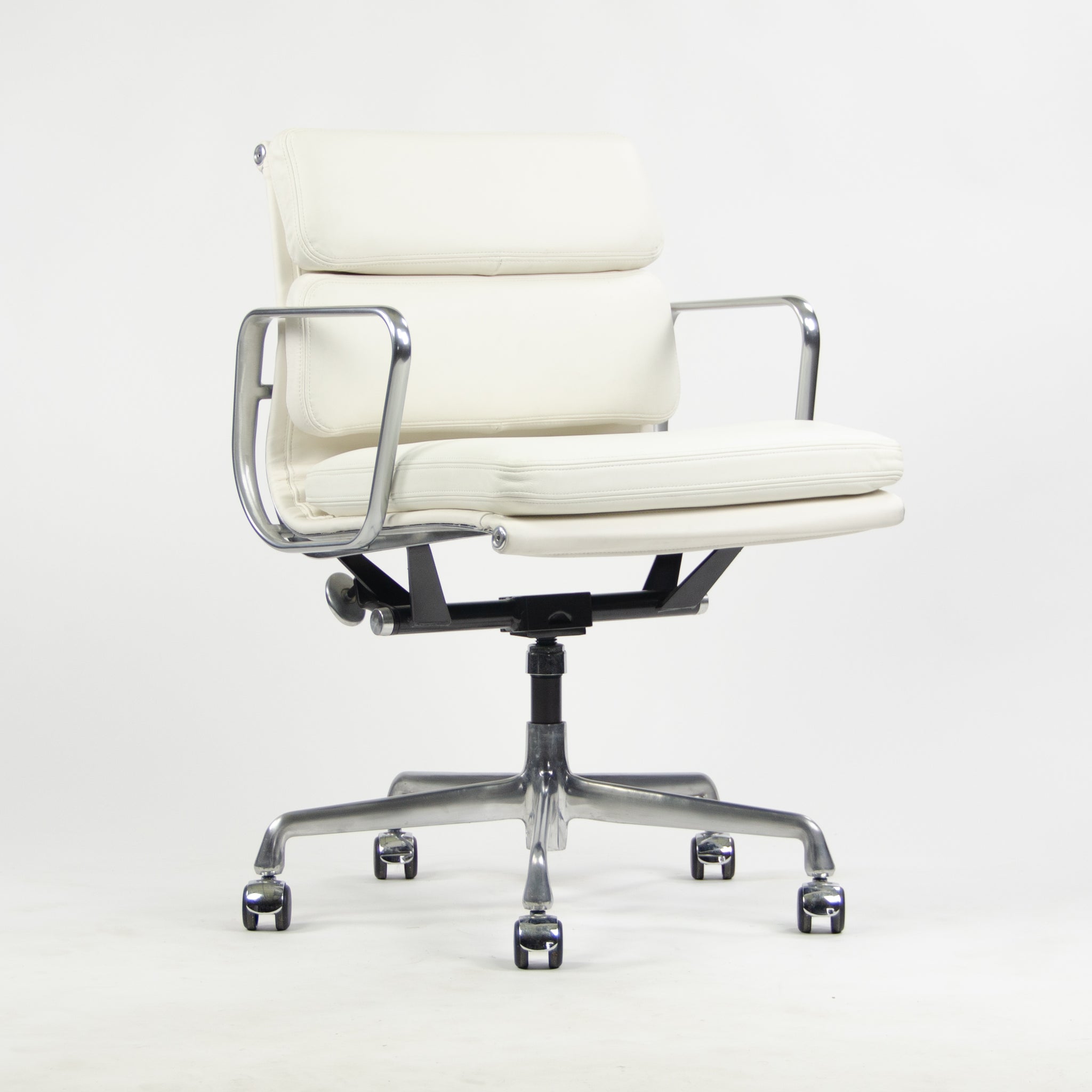 SOLD Eames Herman Miller Low Soft Pad Aluminum Desk Chair White Leather