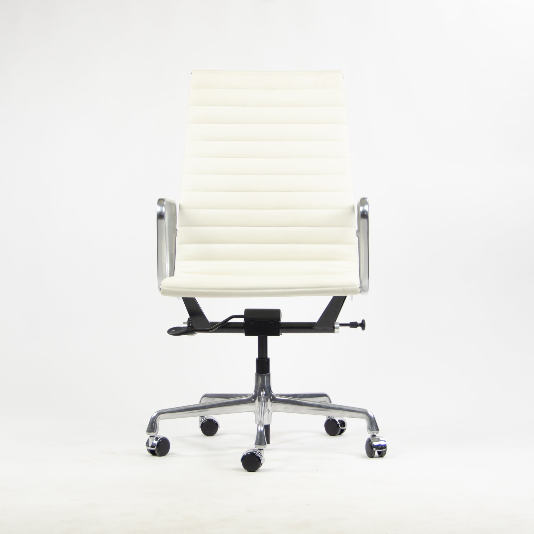 SOLD NEW 2013 Eames Herman Miller Leather High Aluminum Group Desk Chair White