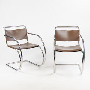 SOLD 1970's Knoll International Mies Van Der Rohe MR20 Armchairs Brown Leather