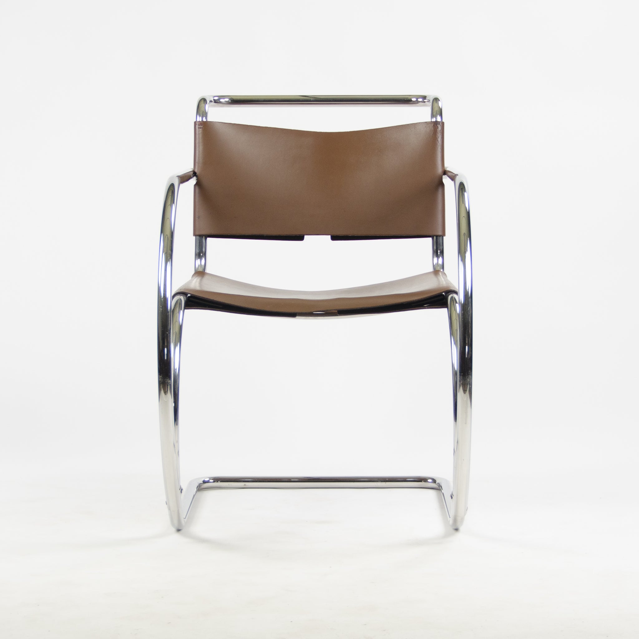 SOLD 1970's Knoll International Mies Van Der Rohe MR20 Armchairs Brown Leather