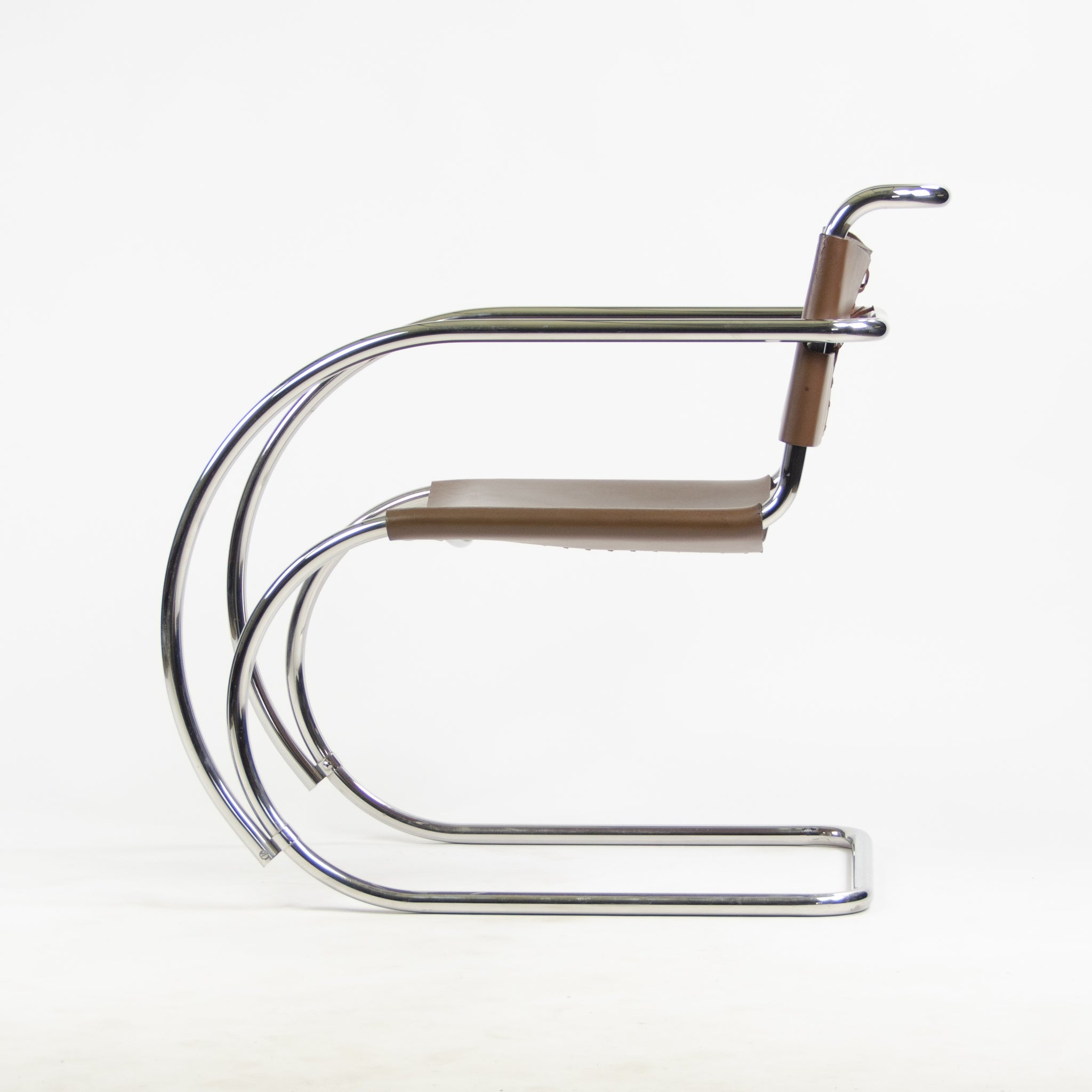 SOLD 1970's Knoll International Mies Van Der Rohe MR20 Armchairs Brown Leather