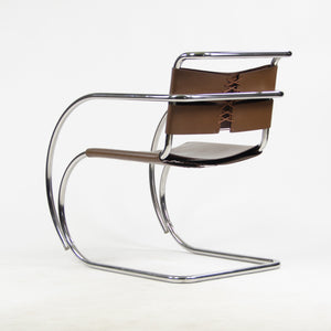 SOLD 1970's Knoll International Mies Van Der Rohe MR20 Armchairs Brown Leather