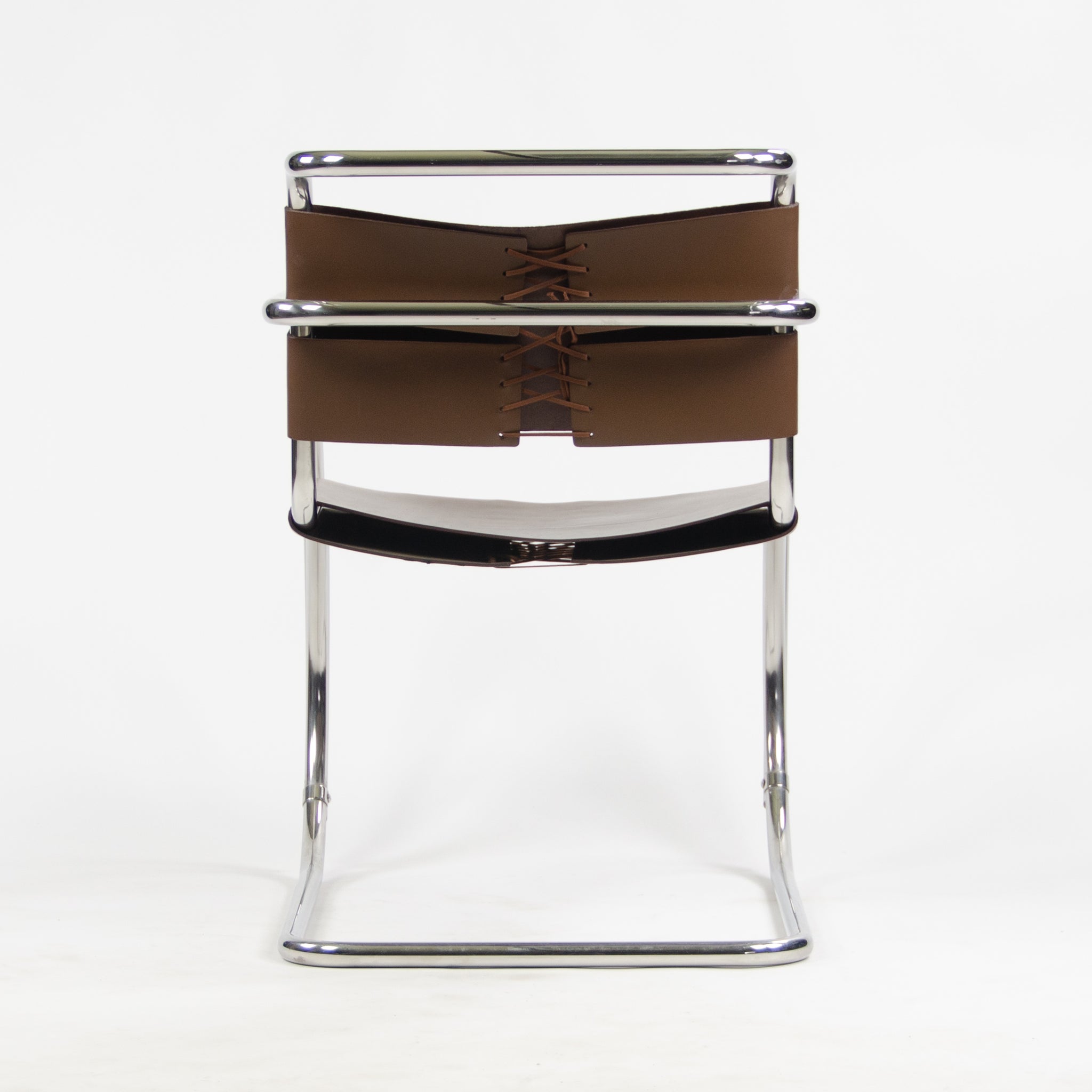 SOLD 1970's Knoll International Mies Van Der Rohe MR20 Armchairs Brown Leather