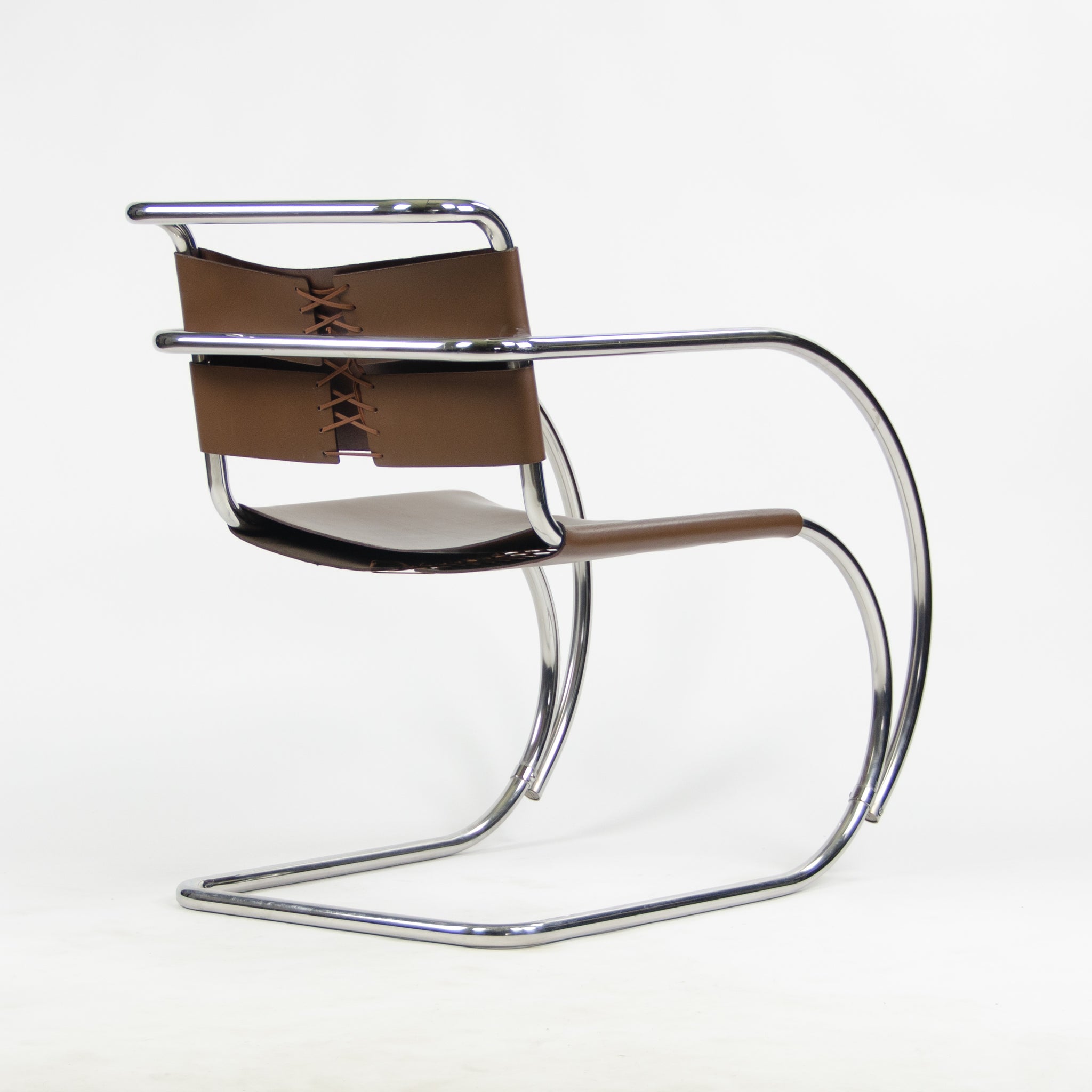 SOLD 1970's Knoll International Mies Van Der Rohe MR20 Armchairs Brown Leather
