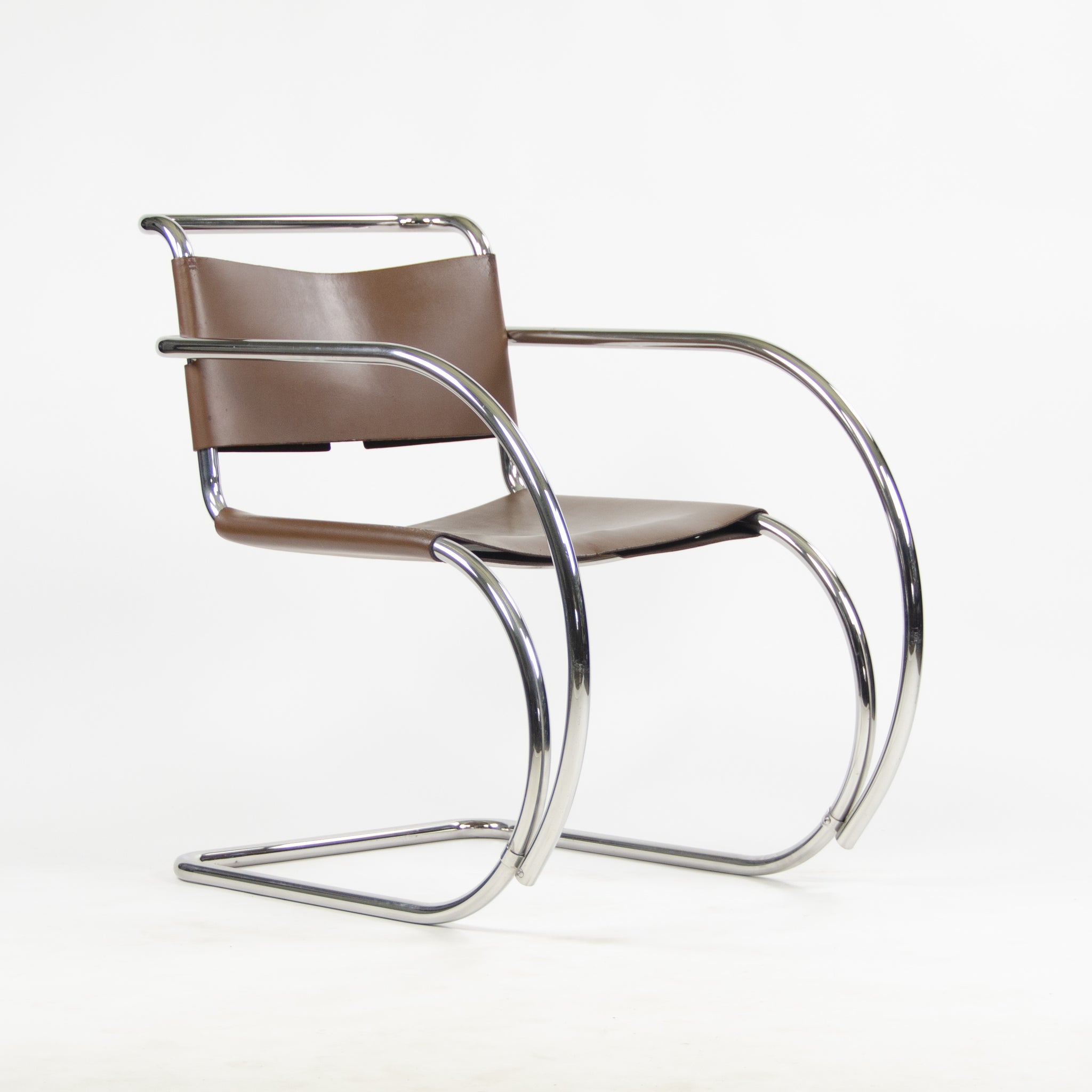 SOLD 1970's Knoll International Mies Van Der Rohe MR20 Armchairs Brown Leather