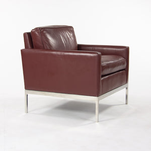 Nicos Zographos Red Leather 70 Club Chair Armchair with Polished Stainless Legs