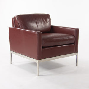 Nicos Zographos Red Leather 70 Club Chair Armchair with Polished Stainless Legs