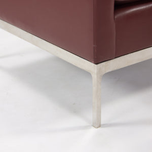SOLD Nicos Zographos Red Leather 70 Club Chair Armchair with Polished Stainless Legs