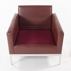 SOLD Nicos Zographos Red Leather 70 Club Chair Armchair with Polished Stainless Legs