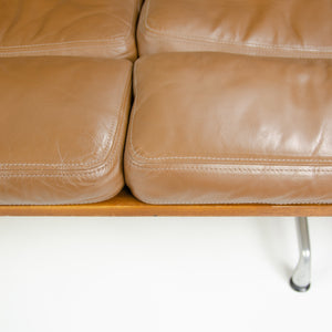 SOLD Brown Leather Eames Herman Miller Three Seater Sofa in Walnut