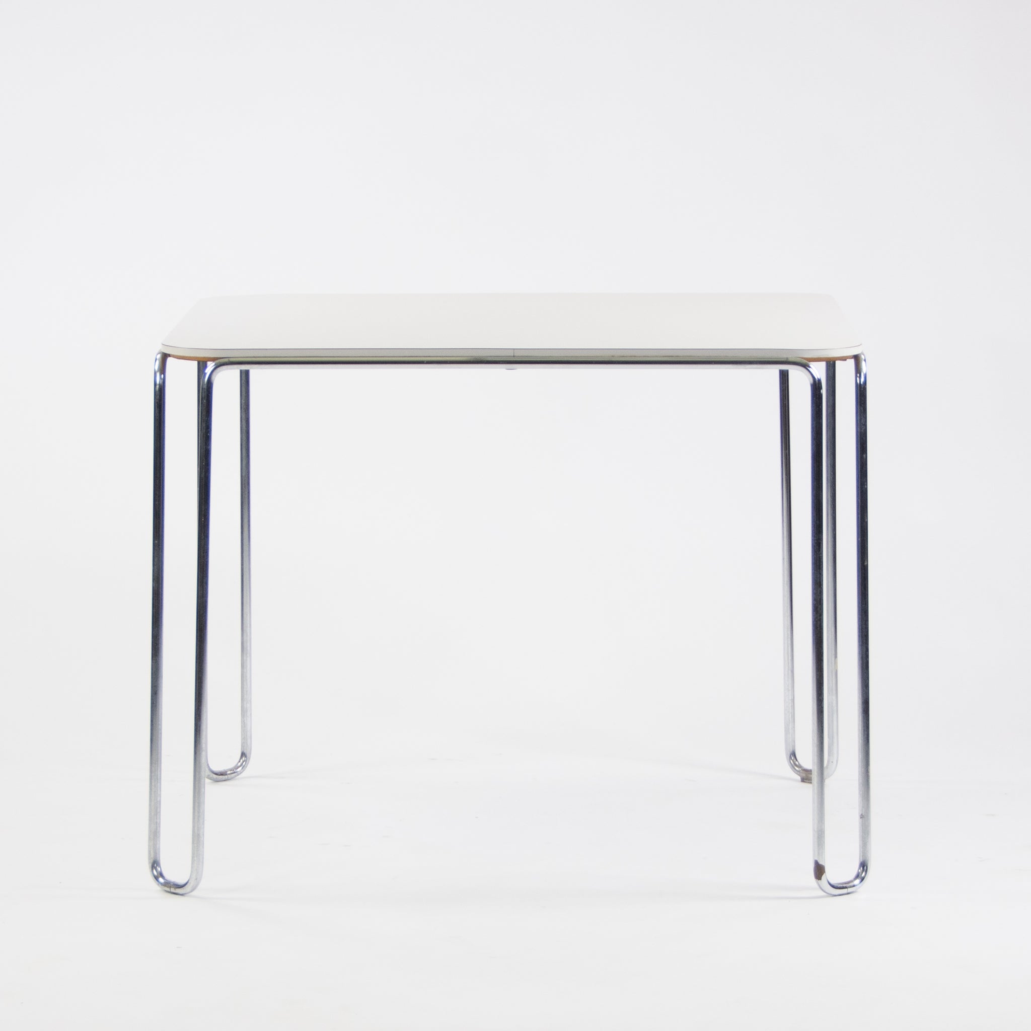 SOLD 1970s Marcel Breuer B10 White Laminate Tubular Steel 4 Seat Dining Table Bauhaus