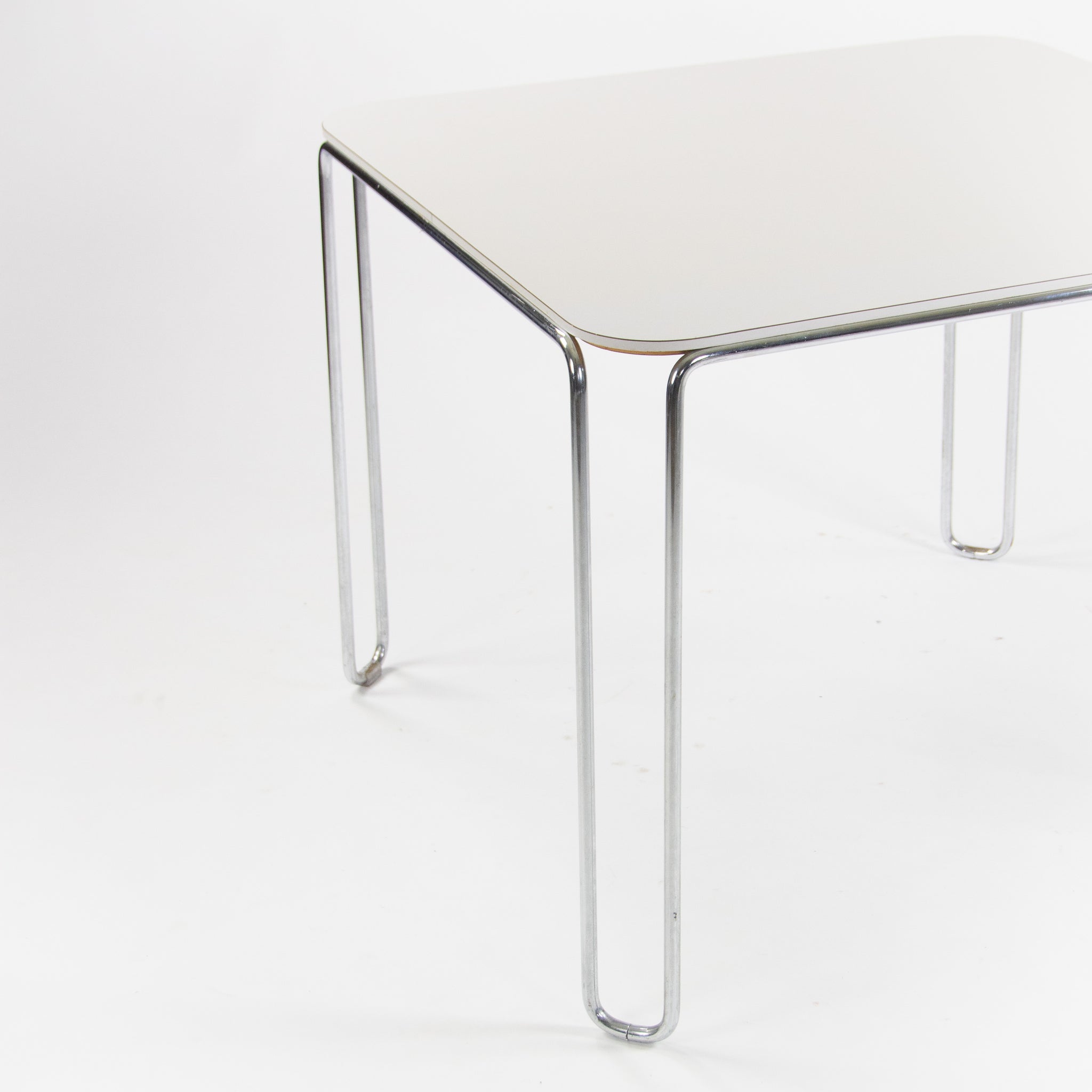 SOLD 1970s Marcel Breuer B10 White Laminate Tubular Steel 4 Seat Dining Table Bauhaus
