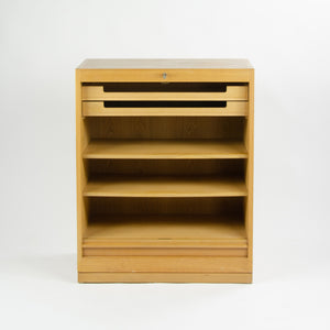 1970s Hans Wegner Johannes Hansen Denmark Tambour Oak Cabinet Storage System