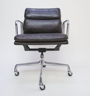 SOLD Eames Herman Miller Soft Pad Aluminum Group Chair Brown Leather Set Of 7