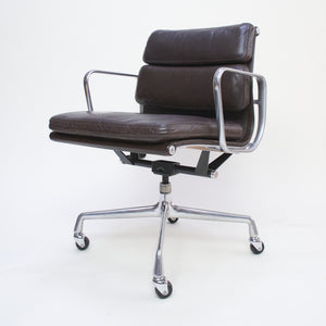 SOLD Eames Herman Miller Soft Pad Aluminum Group Chair Brown Leather Set Of 7