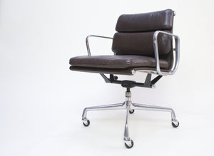 SOLD Eames Herman Miller Soft Pad Aluminum Group Chair Brown Leather Set Of 7