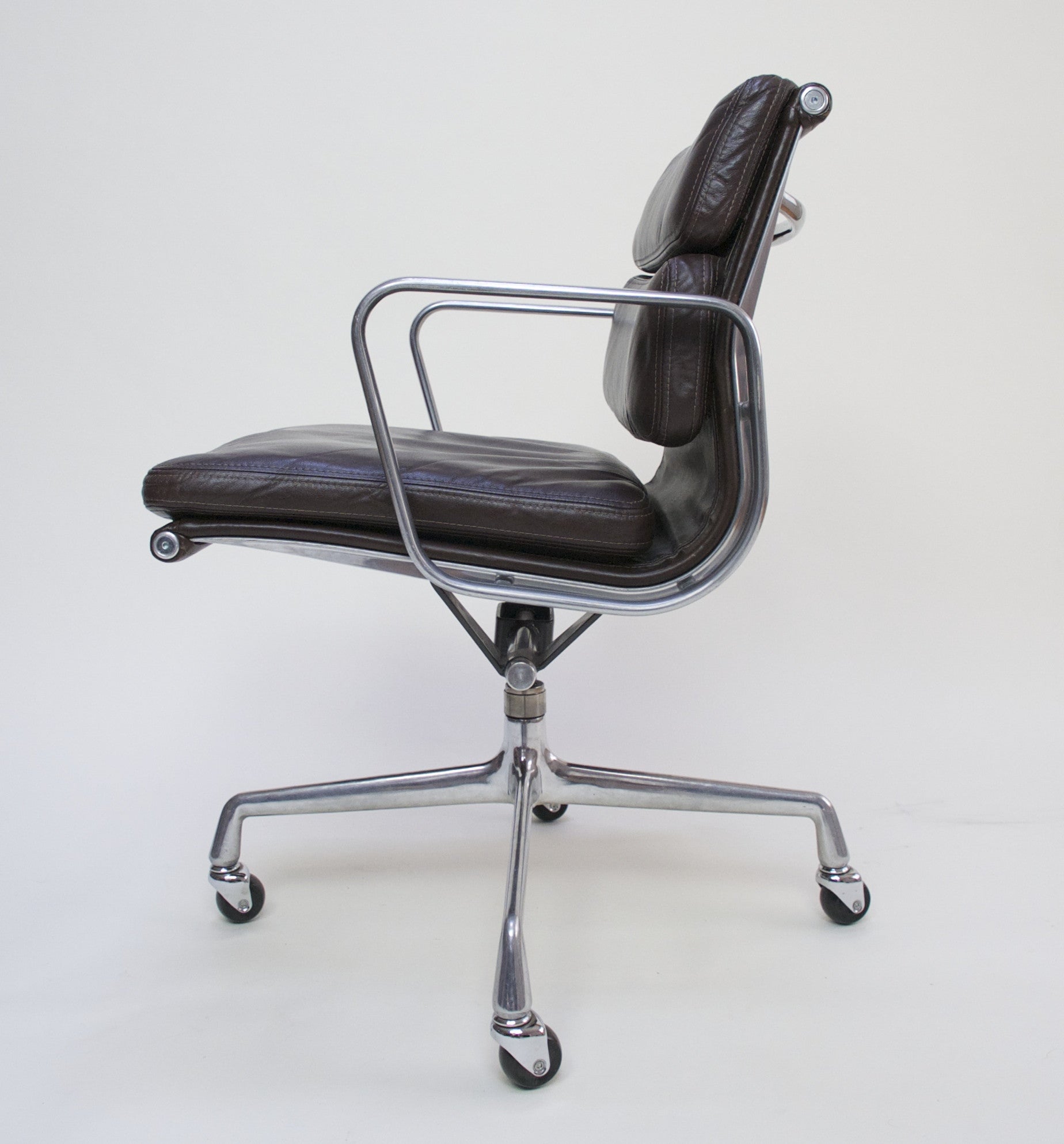 SOLD Eames Herman Miller Soft Pad Aluminum Group Chair Brown Leather Set Of 7