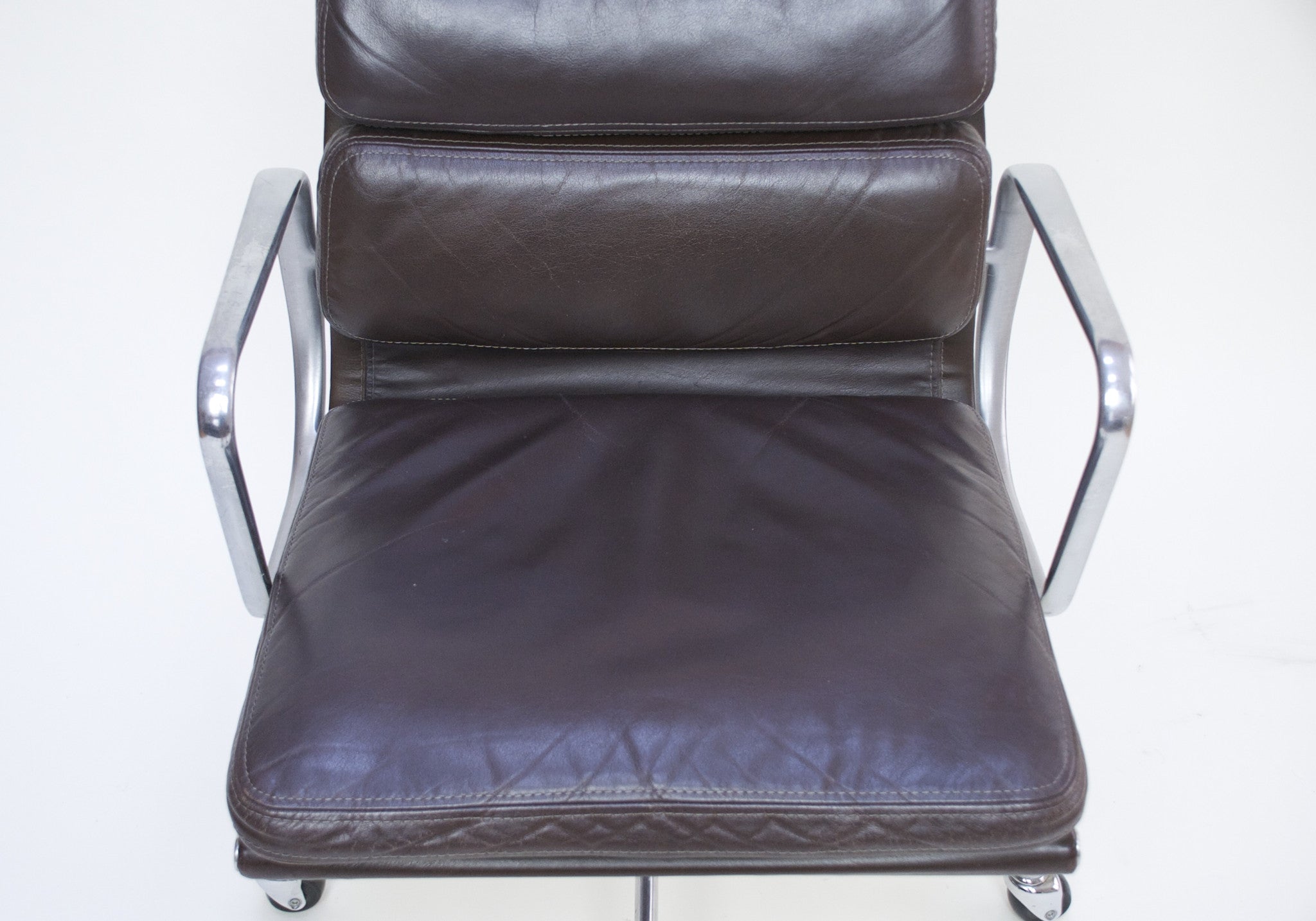 SOLD Eames Herman Miller Soft Pad Aluminum Group Chair Brown Leather Set Of 7