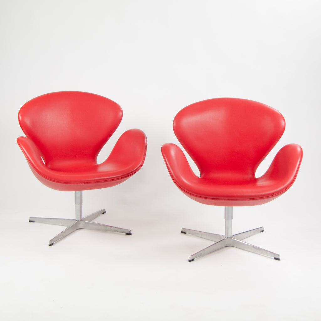 2012 Arne Jacobsen Fritz Hansen Denmark Swan Chairs Leather Upholstery Knoll 4x Available