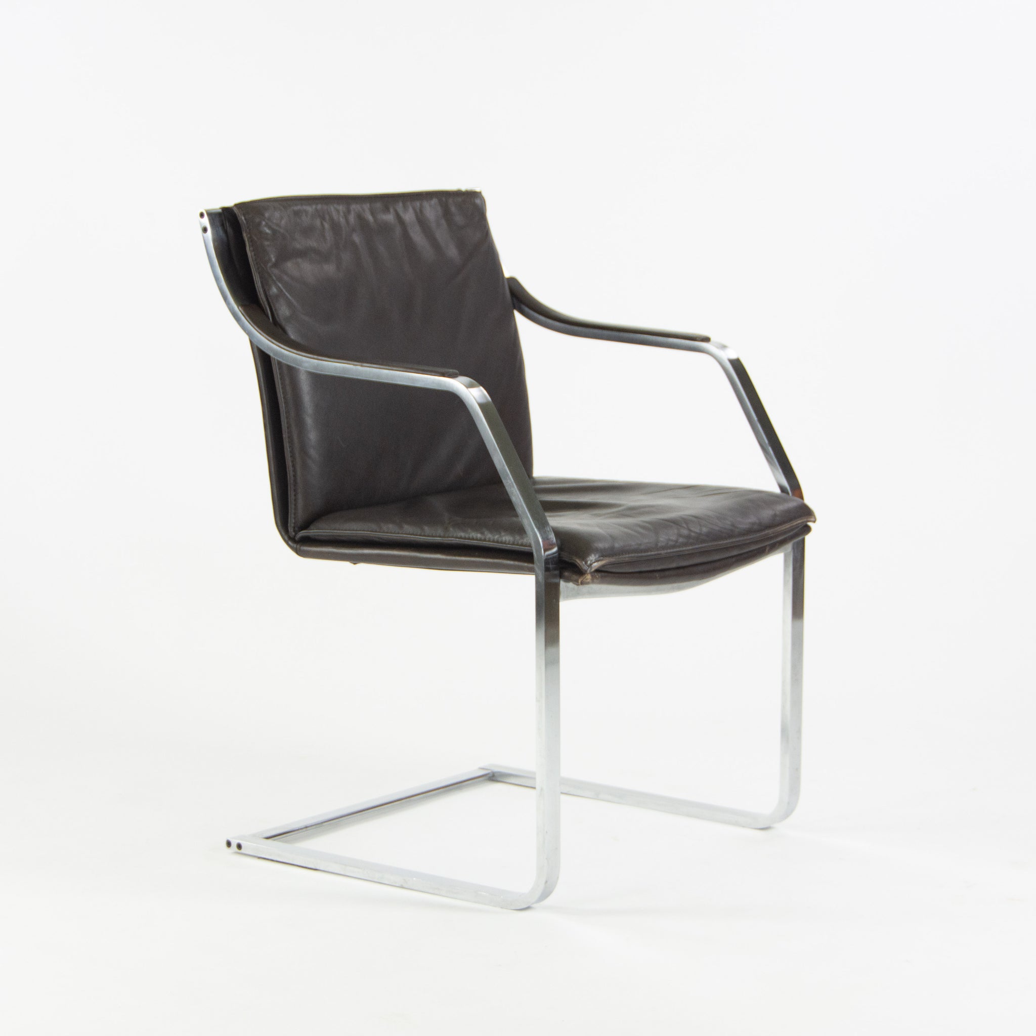 Rudolf B. Glatzel Vintage Walter Knoll Art Collection Leather & Stainless Chair
