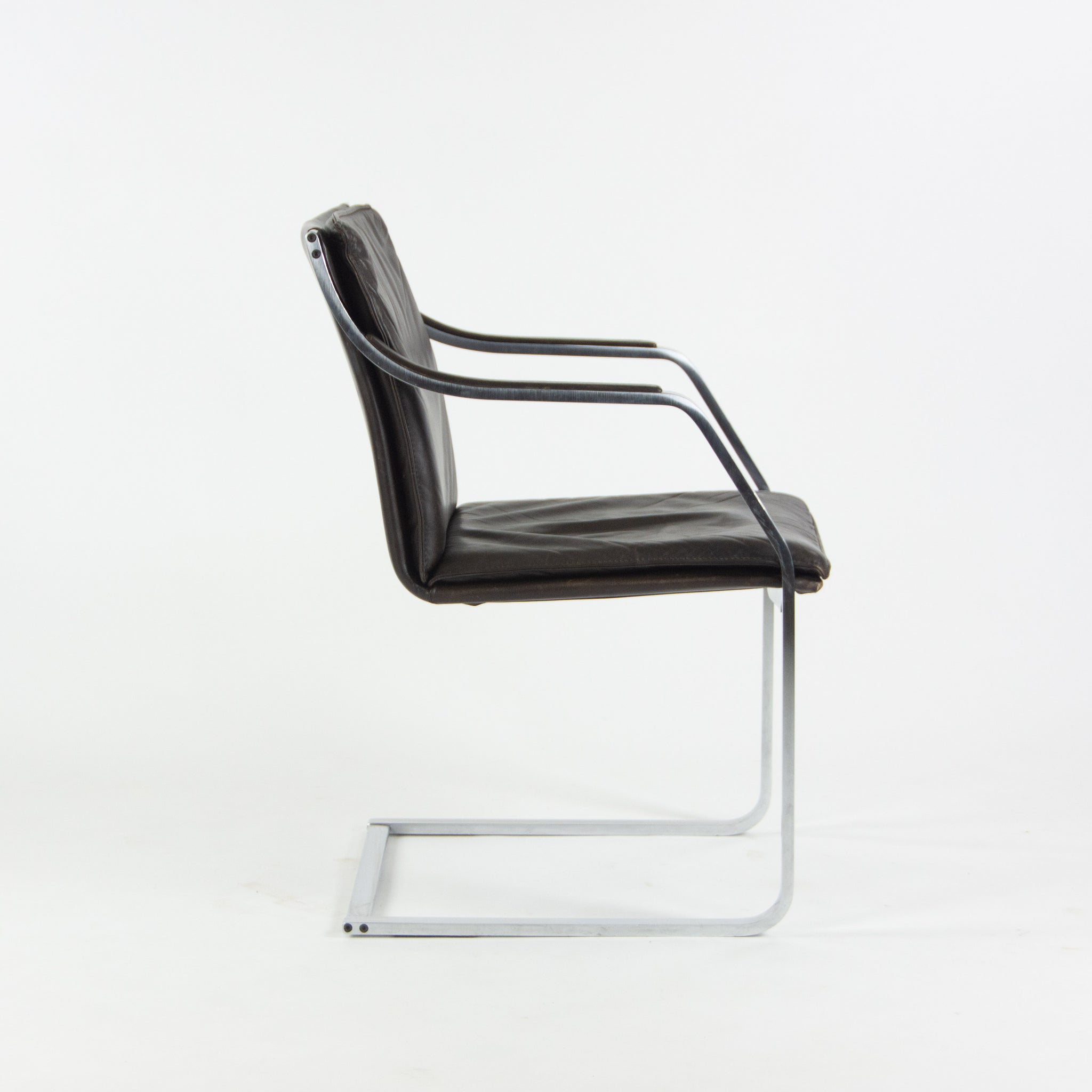 Rudolf B. Glatzel Vintage Walter Knoll Art Collection Leather & Stainless Chair