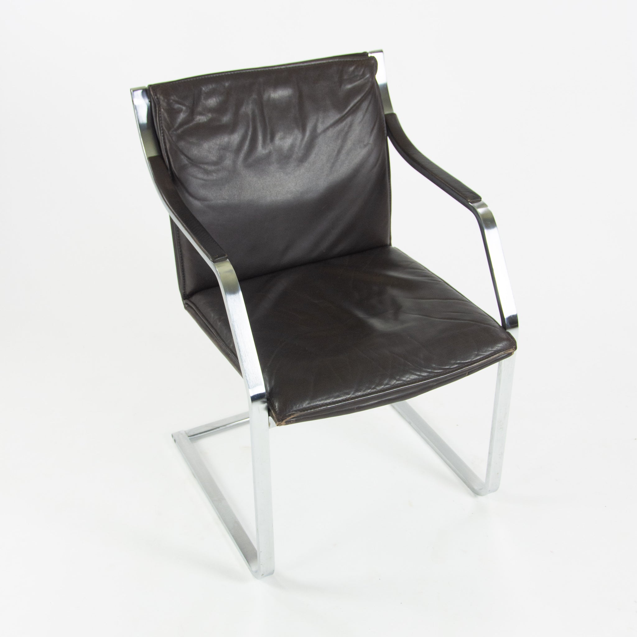 Rudolf B. Glatzel Vintage Walter Knoll Art Collection Leather & Stainless Chair