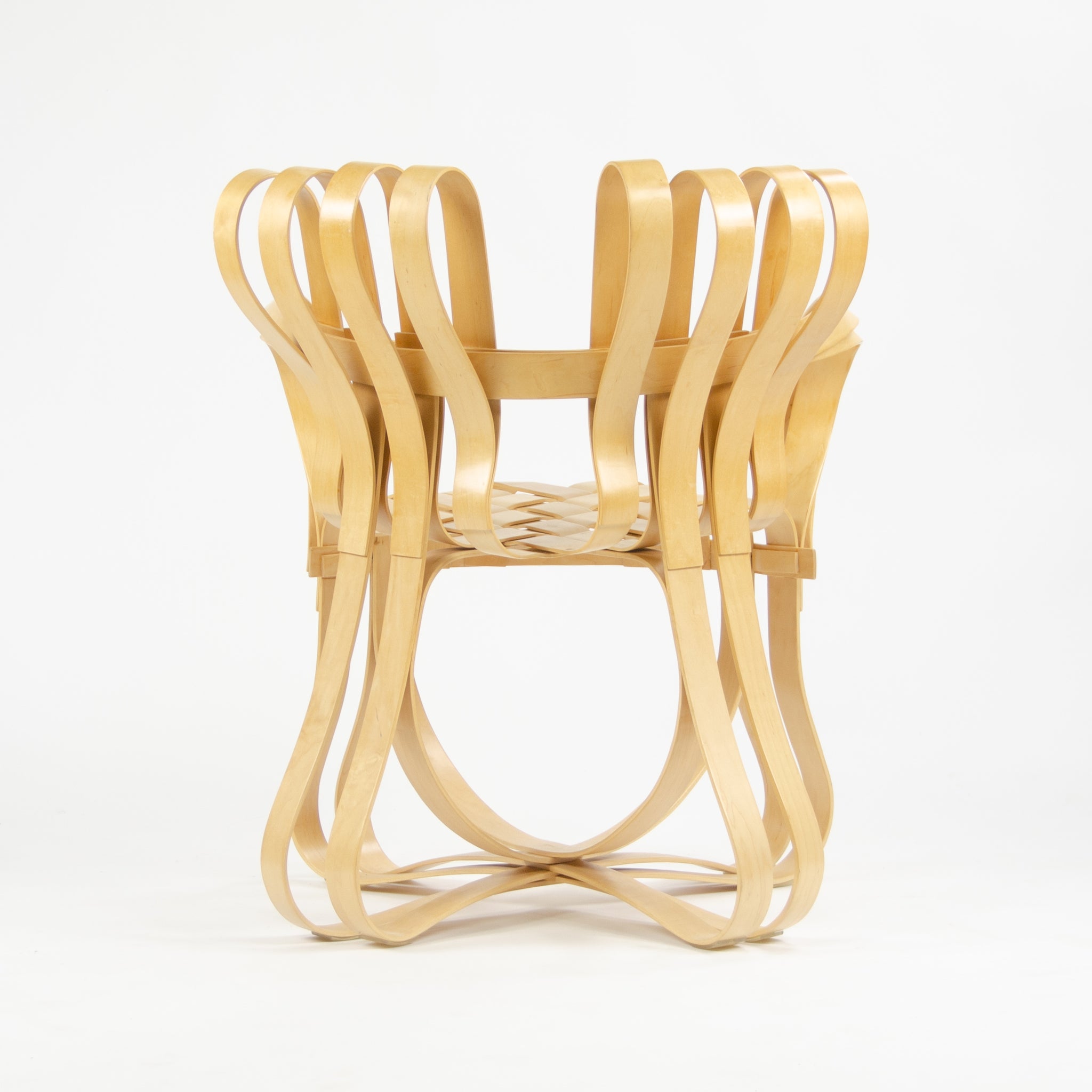 SOLD 2001 Frank Gehry for Knoll Cross Check Arm Chairs Maple Pair
