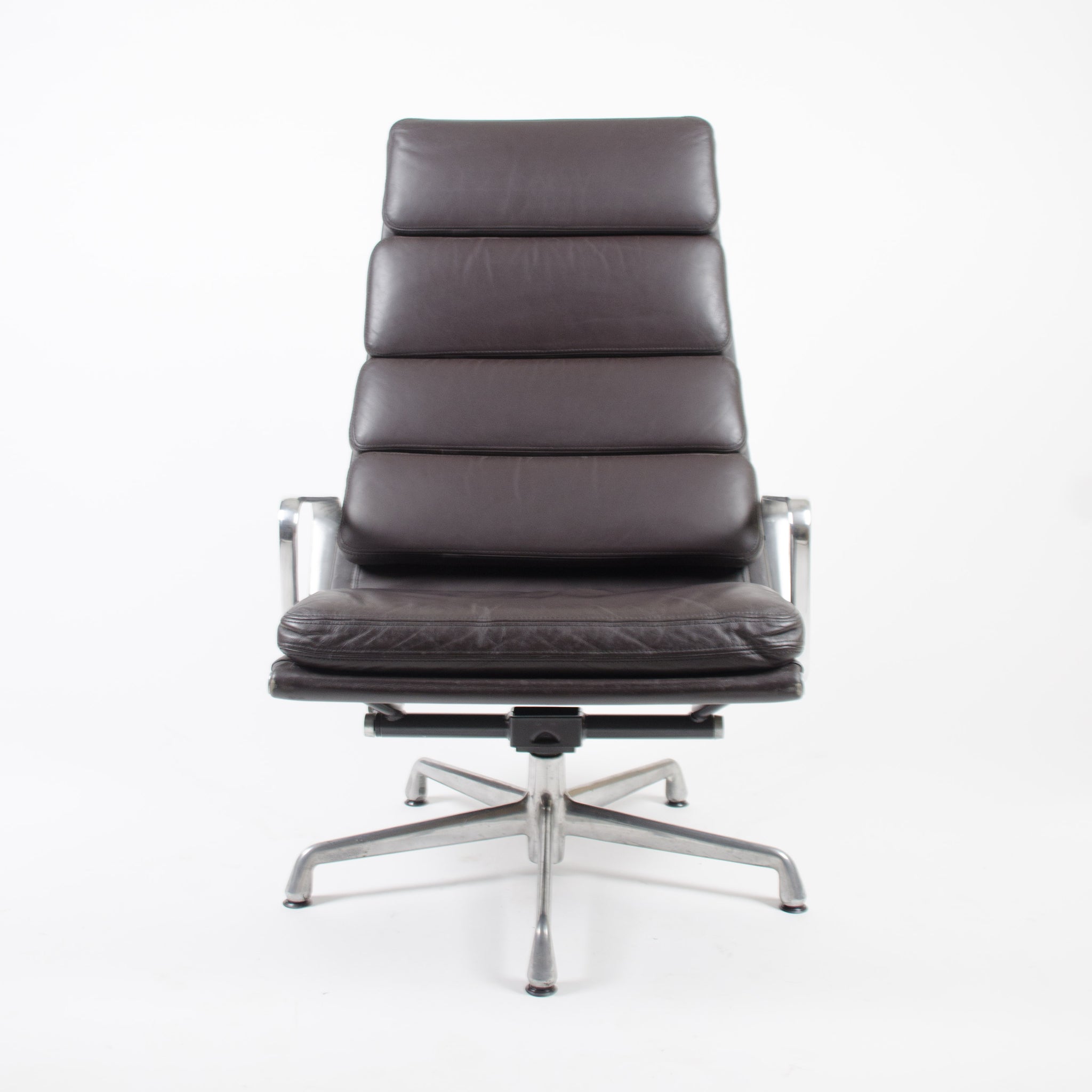 SOLD Herman Miller Eames High Soft Pad Aluminum Group Lounge Chair Brown Leather