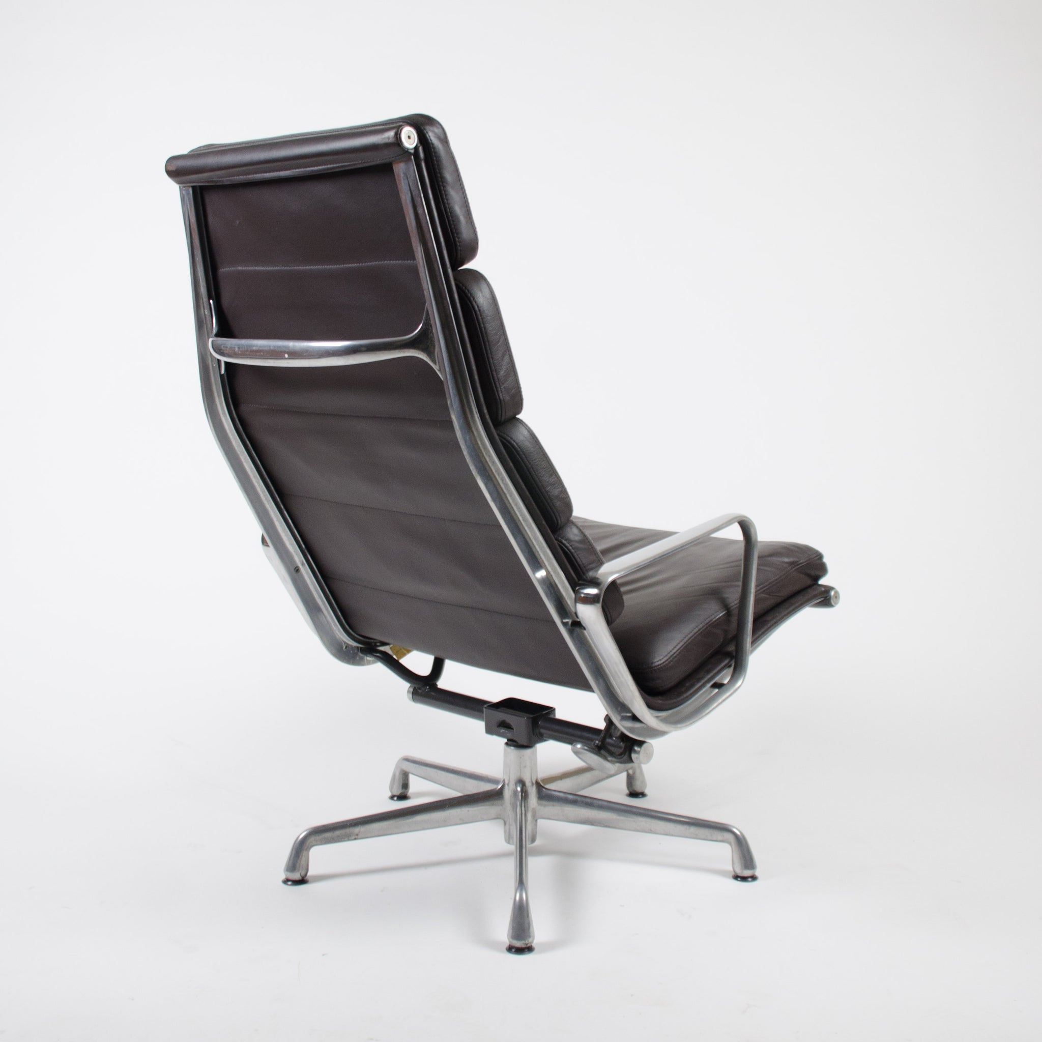 SOLD Herman Miller Eames High Soft Pad Aluminum Group Lounge Chair Brown Leather