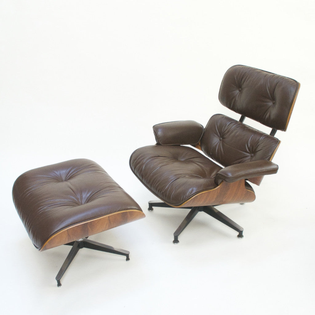 SOLD 1970's Herman Miller Eames Lounge Chair & Ottoman Rosewood 670 671 Brown