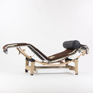 SOLD Cassina Le Corbusier LC4 Chaise Lounge Chair Black Leather Pony Hide New Open Box